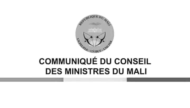Le visuel officiel du communiqué du Conseil des ministres du Mali, d'où est issue l'annonce de la création de la société de transport et de logistique.